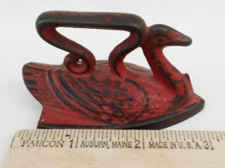 Antique Miniature Swan Sad Iron Cast Iron Salesman Sample W/Original Paint 3