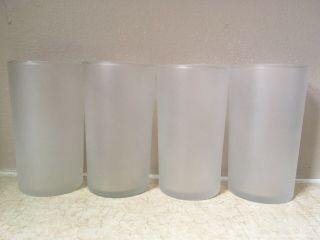 Set Of 4 Libbey Frosted Juice Glasses Tumblers All Solid White 4 1/4 " Vintage