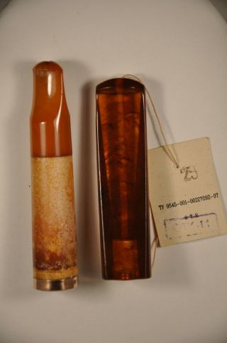 2 Porte Cigarette Ancien Ambre Antique Amber Cigarette Holders
