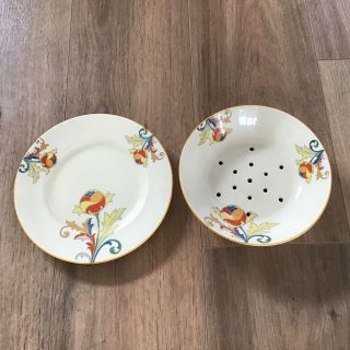 Antique/Vintage.  Royal Doulton Cresta D.  5550 Ceramic Sieve and Plate 319 2