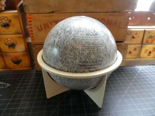 Vintage Moon Globe By Replogle Metal 6 Inch With Stand