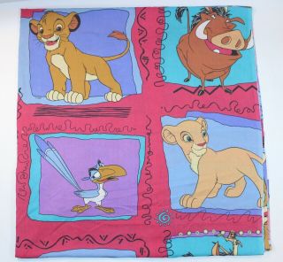 Vtg Lion King Twin Size Flat Bed Sheet Simba 90s Disney Kids Boys Girls
