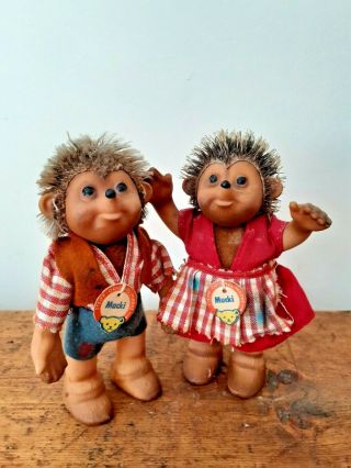 Vintage Antique Steiff Hedgehogs Macki Mucki Dolls Soft Rubber Toys Mecki