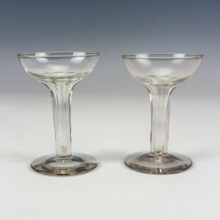 Antique Victorian Glass - Hollow Stemmed Champagne Wine Glasses