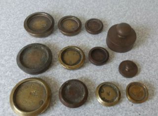 Vintage / Antique Weighing Scales Brass Weights - Postal / Apothecary