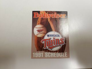Rs20 Minnesota Twins 1991 Mlb Baseball Pocket Schedule - Bud Tearoff Set
