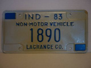 Lagrange County Indiana Amish Non Motor Horse Drawn Vehicle License Plate 1983