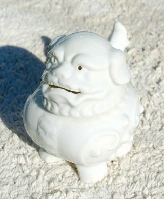 Antique Chinese Blanc De Chine Porcelain Foo Dog Incense Burner