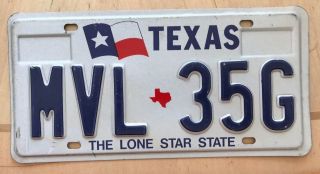 Texas Lone Star State Auto Passenger License Plate " Mvl 35g " Tx Flag Map