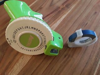 Vintage Astro 3/8 Inch Label Maker Lime Green W/ 1 Partial And 1 Full Roll Tape