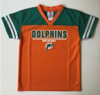 Vintage - Miami Dolphins - Nfl - Football Jersey - Orange & Grenn - Kids Small