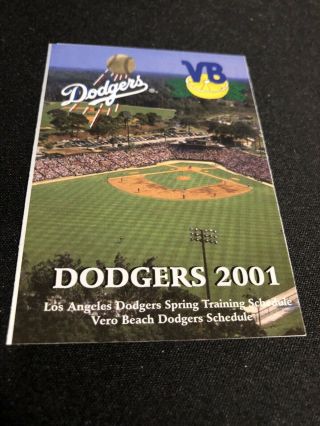 2001 Los Angeles Dodgers Spring Train & Vero Beach Full Baseball Pocket Schedule
