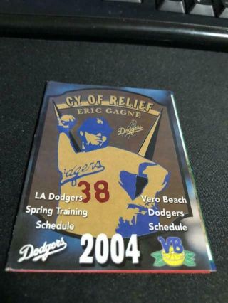 2004 Los Angeles Dodgers Spring Training/vero Beach Pocket Schedule Eric Gagne