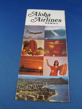 Aloha Airlines Hawaii Advertising Brochure Travel Information Flyer Island Map