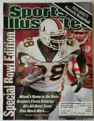 Sports Illustrated Jan.  7 2002 Special Bowl Edition Clinton Portis Miami