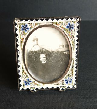 Antique Italian Miniature Micro Mosaic Photo Frame C.  1900