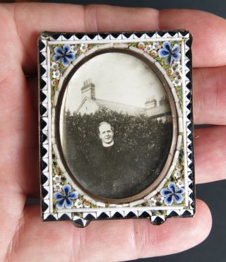 Antique Italian Miniature Micro Mosaic Photo Frame c.  1900 2
