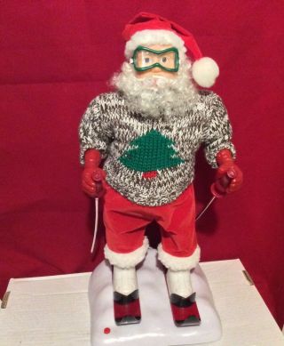 1998 Vintage Gemmy 16 " Skiing Santa Clause Animated Let It Snow No Adapter