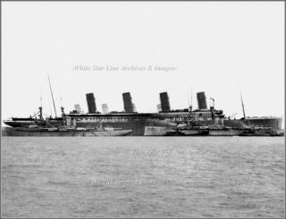 Photo Print: Rms Britannic At H&h Shipyard Surrounded By Dummy Warships,  1914