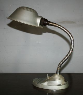Art Deco Machine Age Desk Side Table Lamp 1950s Enamel Chrome.
