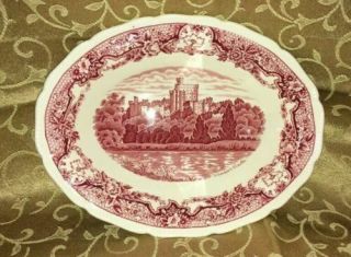 Vintage Royal Swan Red Windsor Castle 9 " Scalloped Oval Serving/vegetable Bowl