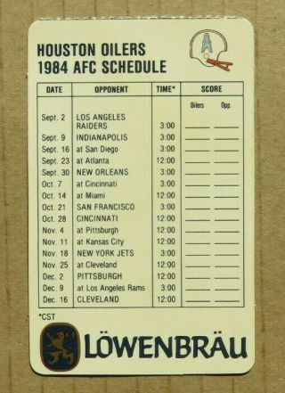 1984 Afc Houston Oilers Pocket Schedule