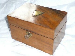 Antique Victorian Jewellery Box,  Silk Lined With Key