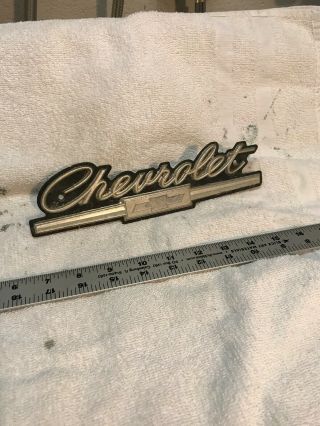 Vintage Chevrolet Script Large Aluminum Emblem Name Plate Badge Ornament Trim Gm