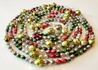 Vintage Christmas Mercury Glass Beaded Garland Faceted Multi Color Japan 98 "