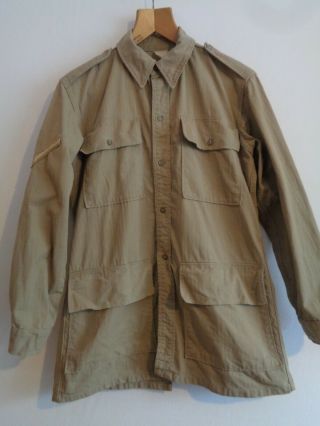 Vtg 40s 50s Ww2 Hbt Khaki Bush Work Chore Army Jacket