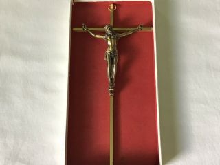 Vintage Bronze Cross Crucifix Wall Hanging Box Catholic Jesus Religious