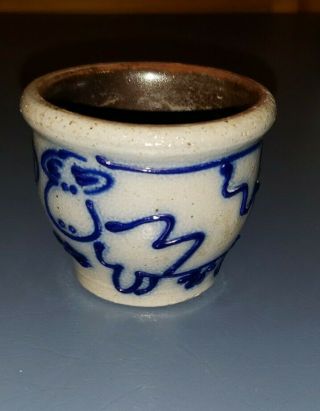 Vintage Salmon Falls Pottery Stoneware Small Bowl Cow Fence Moon Trinket Dish