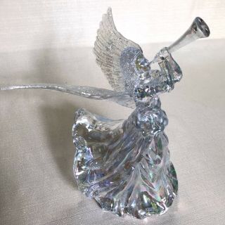 Silvestri Vintage Christmas Tree Topper Herald Angel W/ Trumpet Clear Acrylic