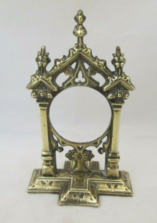A Vintage Gothic Window Brass Pocket Watch Stand / Picture Frame