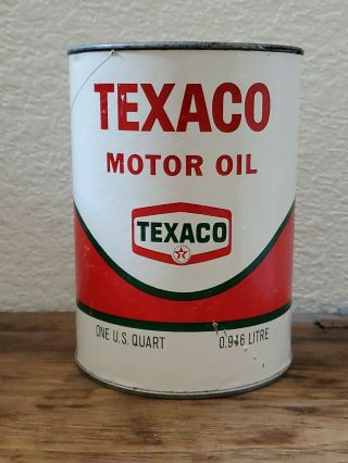 Vintage Texaco 1 Quart Motor Oil Can Can