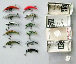11 Helin’s Fly - Rod Flatfish Lures : F4,  F5,  F6,  3 Boxes W Inserts
