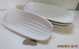 Set Of 4 Vintage White Ceramic Corn Plates