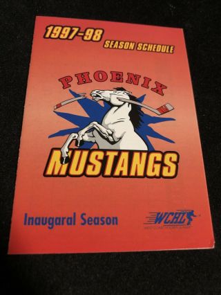 1997 - 98 Phoenix Mustangs Hockey Pocket Schedule Inaugural Season