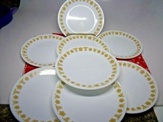 8 Vintage Corelle Corning Butterfly Gold Luncheon Salad Plates Size 8 1/2 " 1