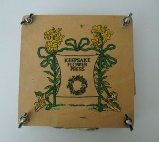 Vintage Wooden Keepsake Flower Press W/ Cardboard & Paper Inserts 7 " X 7 "