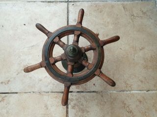 Vintage Antique Captains Wheel Brass Hub