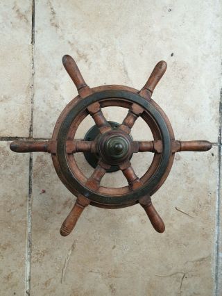 Vintage Antique Captains Wheel Brass Hub 3