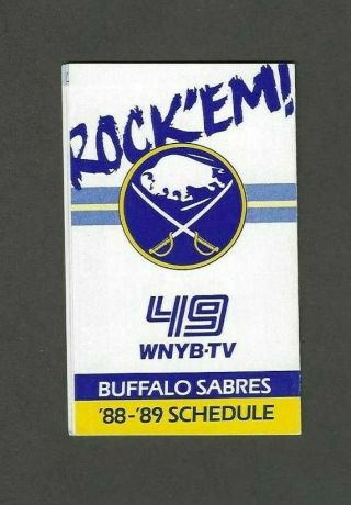 1988 - 89 Buffalo Sabres Pocket Schedule Sponsored By 49 Wnyb - Tv