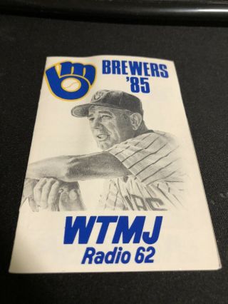 1985 Milwaukee Brewers Pocket Schedule Wtmj Radio62 Version
