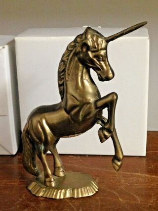 Vintage Solid Brass Unicorn Horse Sculpture Figurine Decorative Craft Inc.