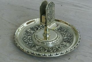 Fine Victorian Cast Brass Ash Tray With Double Cigar Holder & Match Box Holder