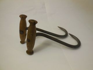 Vintage Antique Hay Bale Hooks - Set Of 2 -