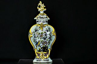 Large Antique 18thc Dutch Delft Hand - Painted Vase (33.  7cm) - Signed