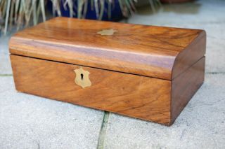 Victorian Domed Topped Walnut Writing Slope - With Key - Nr