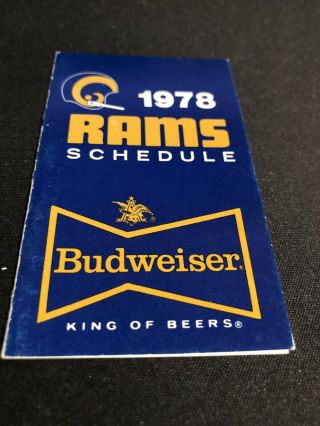 1978 Los Angeles Rams Football Pocket Schedule Kmoc/bud Version